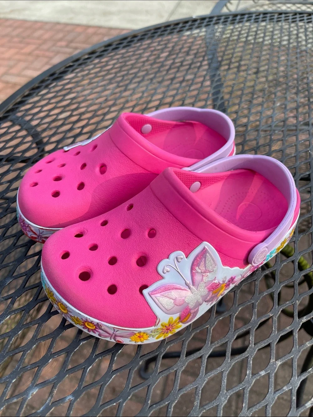Crocs Kids' Crocband Butterfly Clogs Candy Pink Size 1 Junior Style # 202664